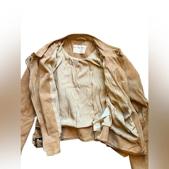 Free People We The Free Womens Fenix Vegan Leather Moto Jacket Camel Brown XS - Picture 9 of 13